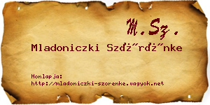 Mladoniczki Szörénke névjegykártya